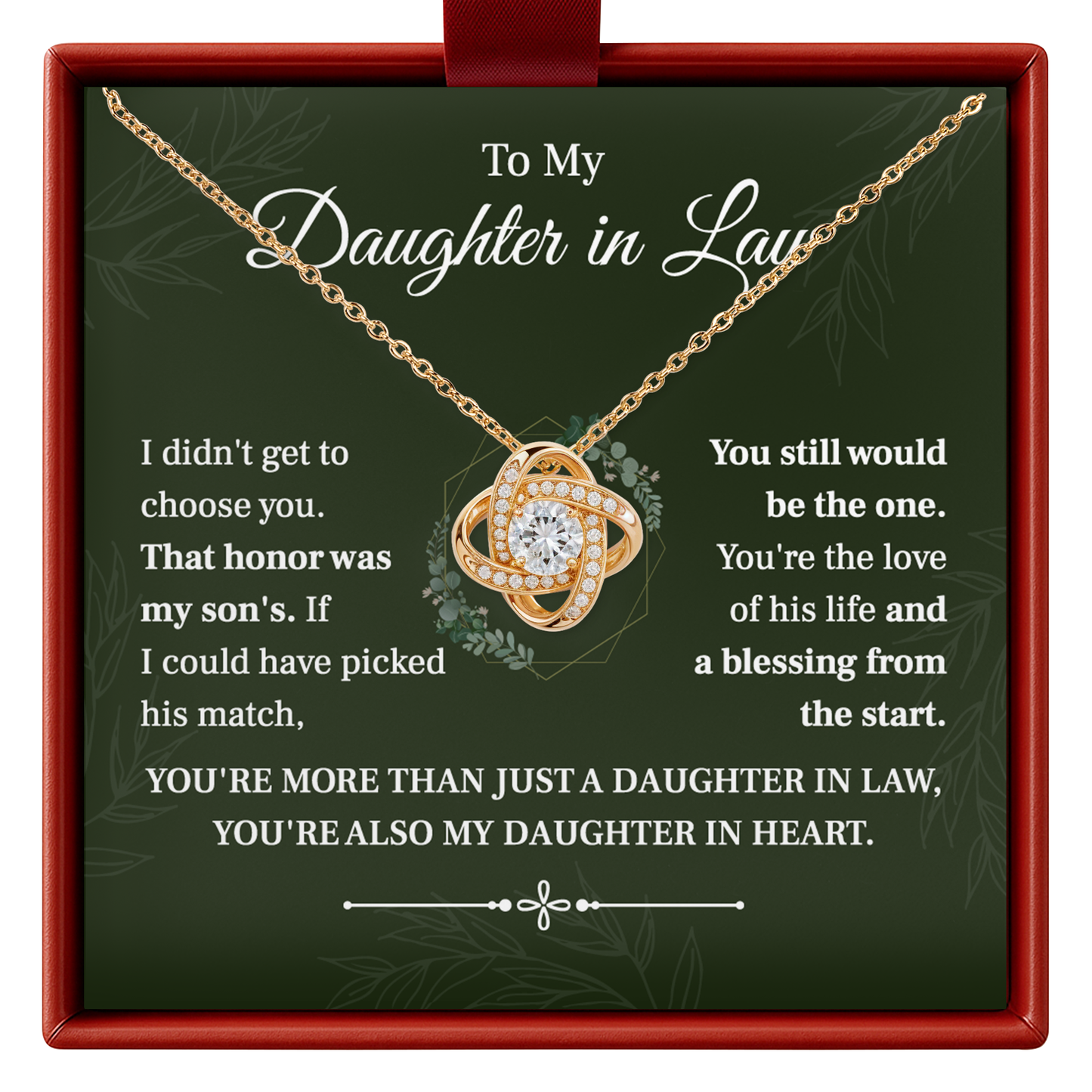To My Daughter-in-law, More Than Family, Love Knot Gift Necklace Gift