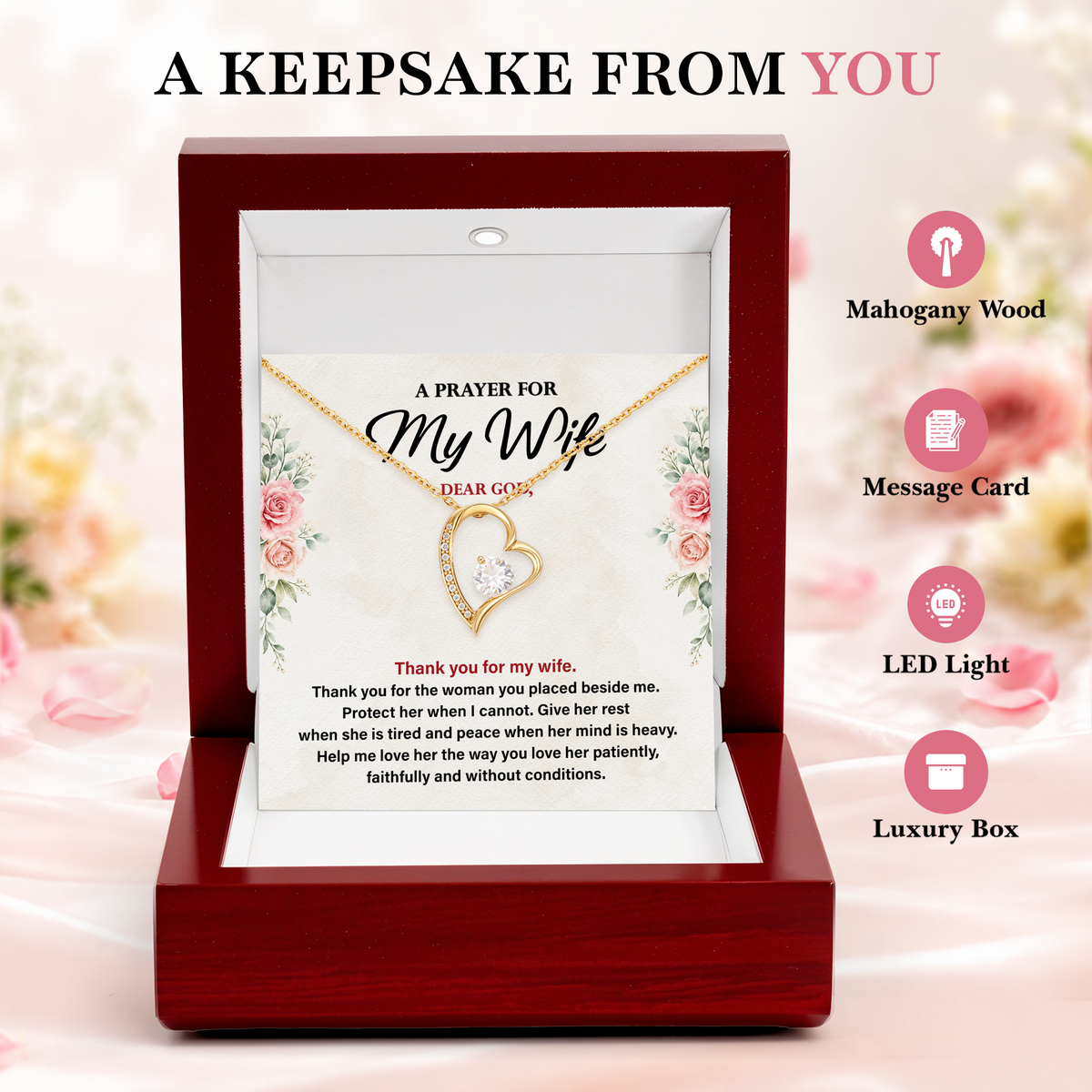 A Prayer for My Wife Necklace Christian Gift from Husband