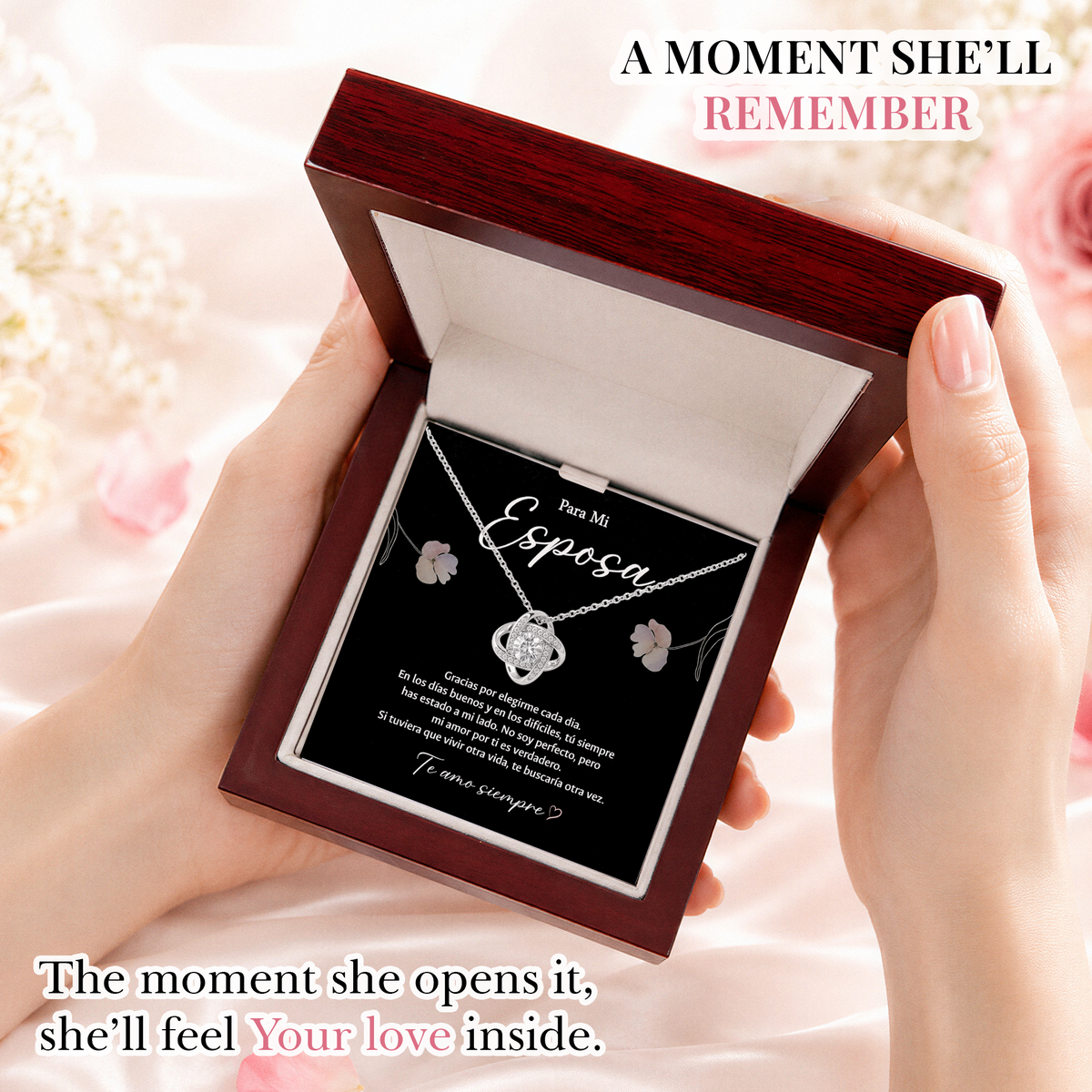 Para Mi Esposa Necklace Spanish Anniversary Gift for Wife