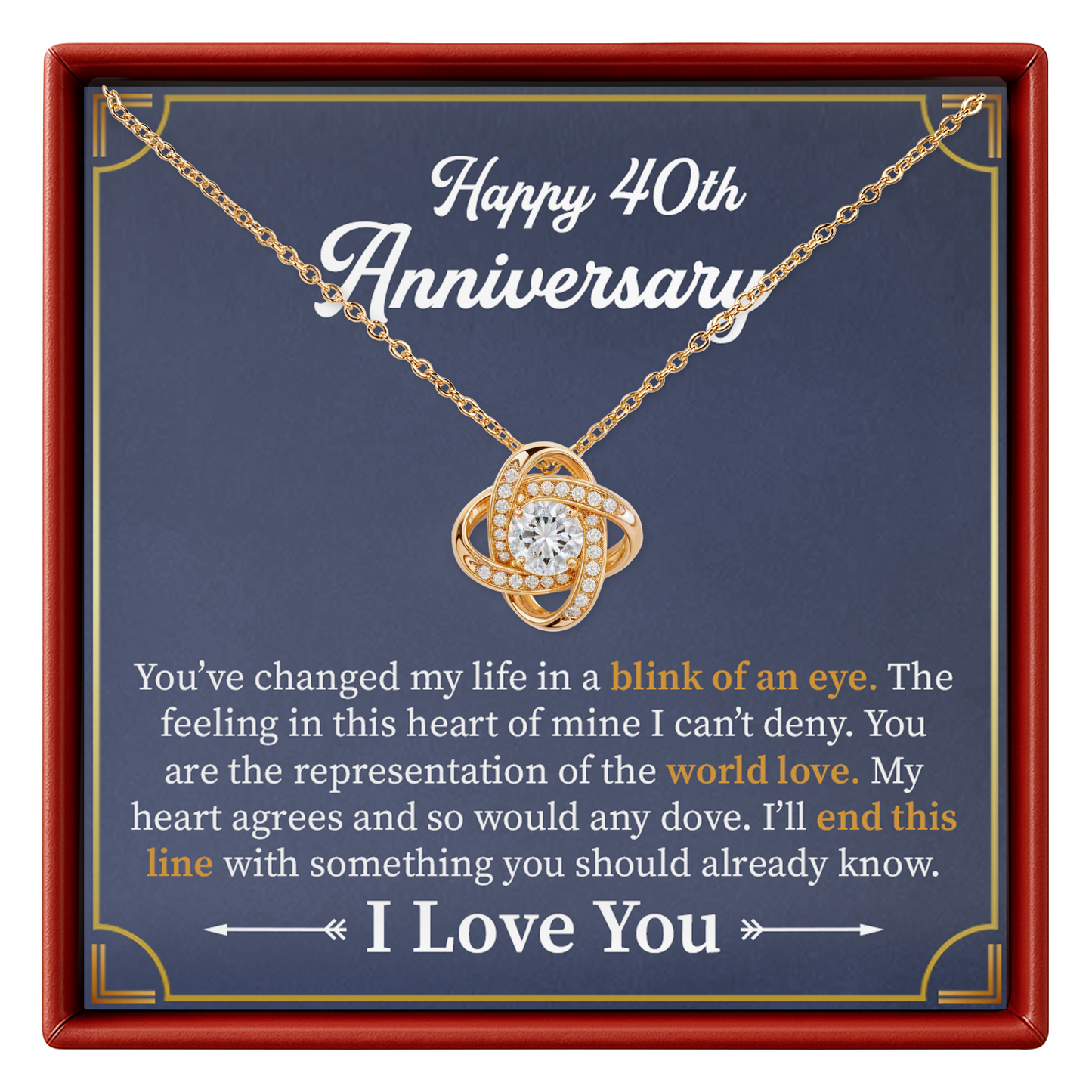 40th Anniversary Necklace Gift Ruby Wedding Anniversary Jewelry for Wife, Husband or Couple
