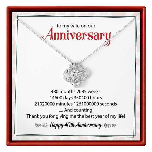 To My Wife On Our Happy 40th Anniversary Necklace Gift for Her