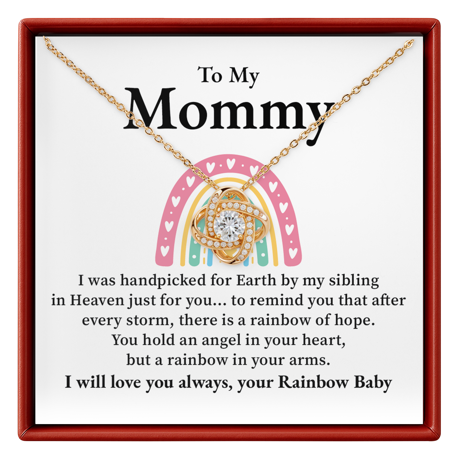 Rainbow Baby Necklace for Mommy Miscarriage Memorial Gift for Mother with Sympathy Message Card