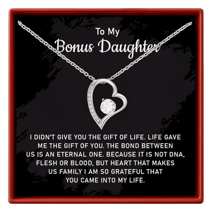 To My Bonus Daughter Heart Necklace Birthday Gift