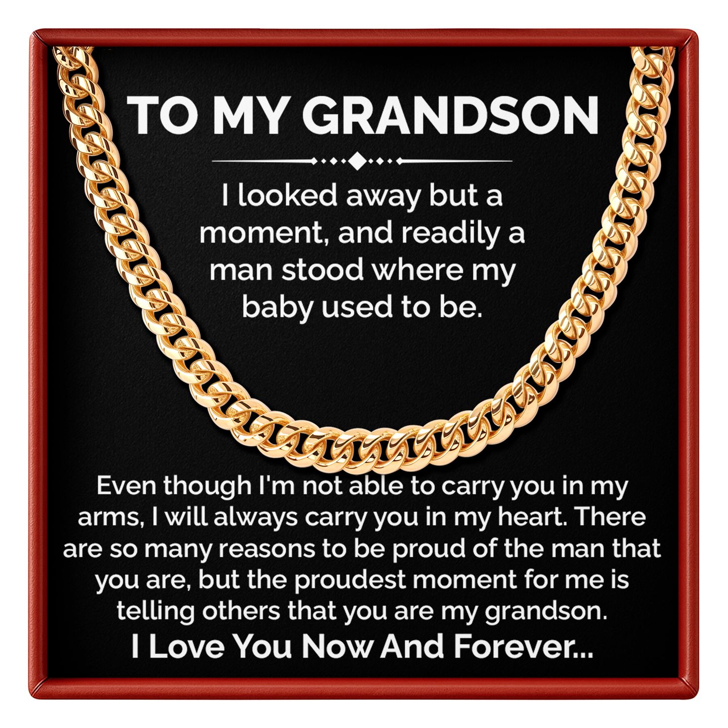 To My Grandson Cuban Link Chain Grandson Gift from Grandma or Grandpa