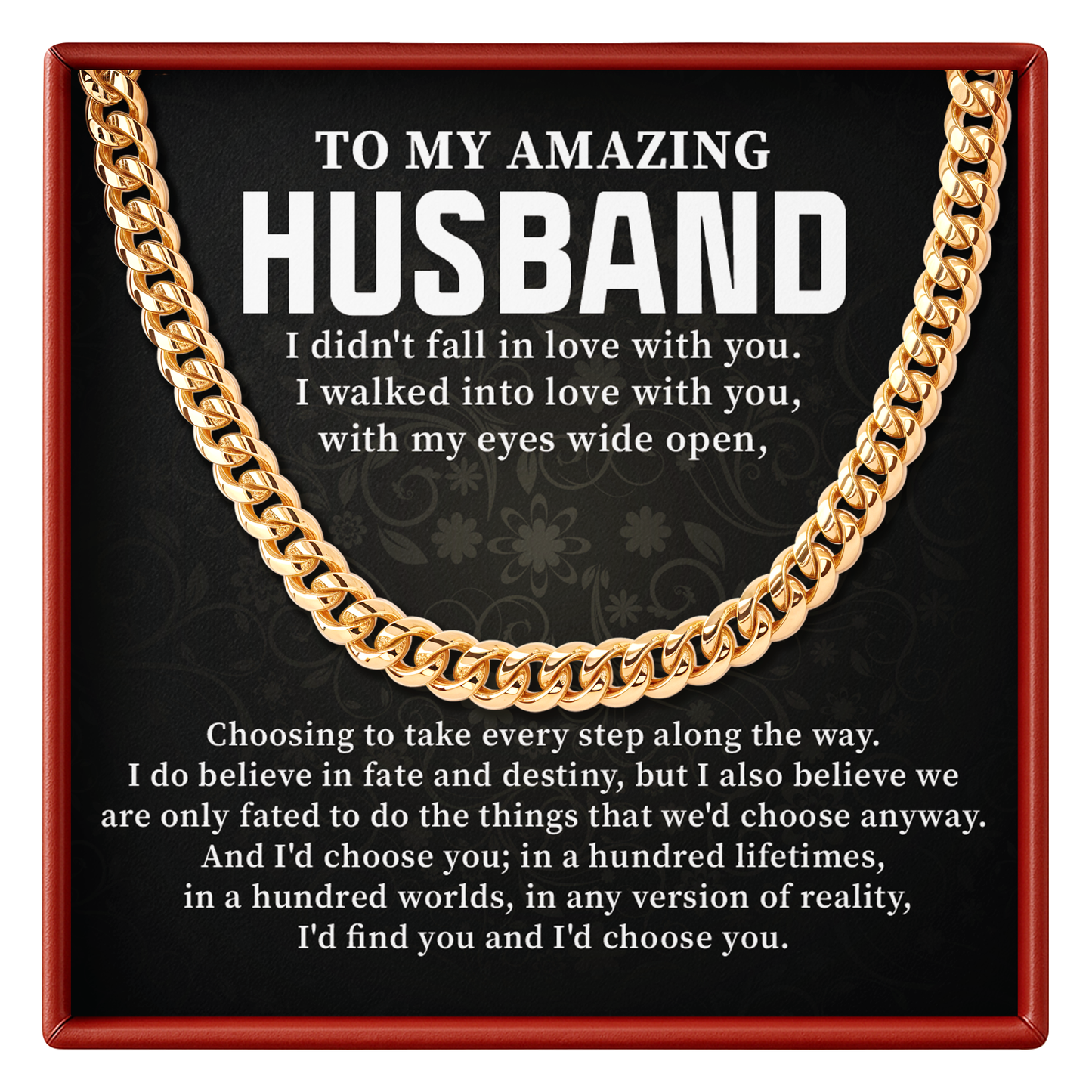 To My Amazing Husband Cuban Link Chain Romantic Gift for Husband, Meaningful Jewelry for Him, Anniversary Gift from Wife