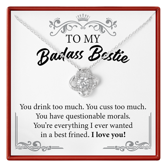 Badass Bestie Necklace Gift with Funny Message Card