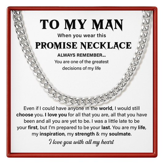 To My Man Promise Necklace, I Choose You Link Chain Gift