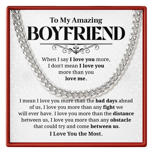 I Love You More Boyfriend Chain Gift with Message Card & Box