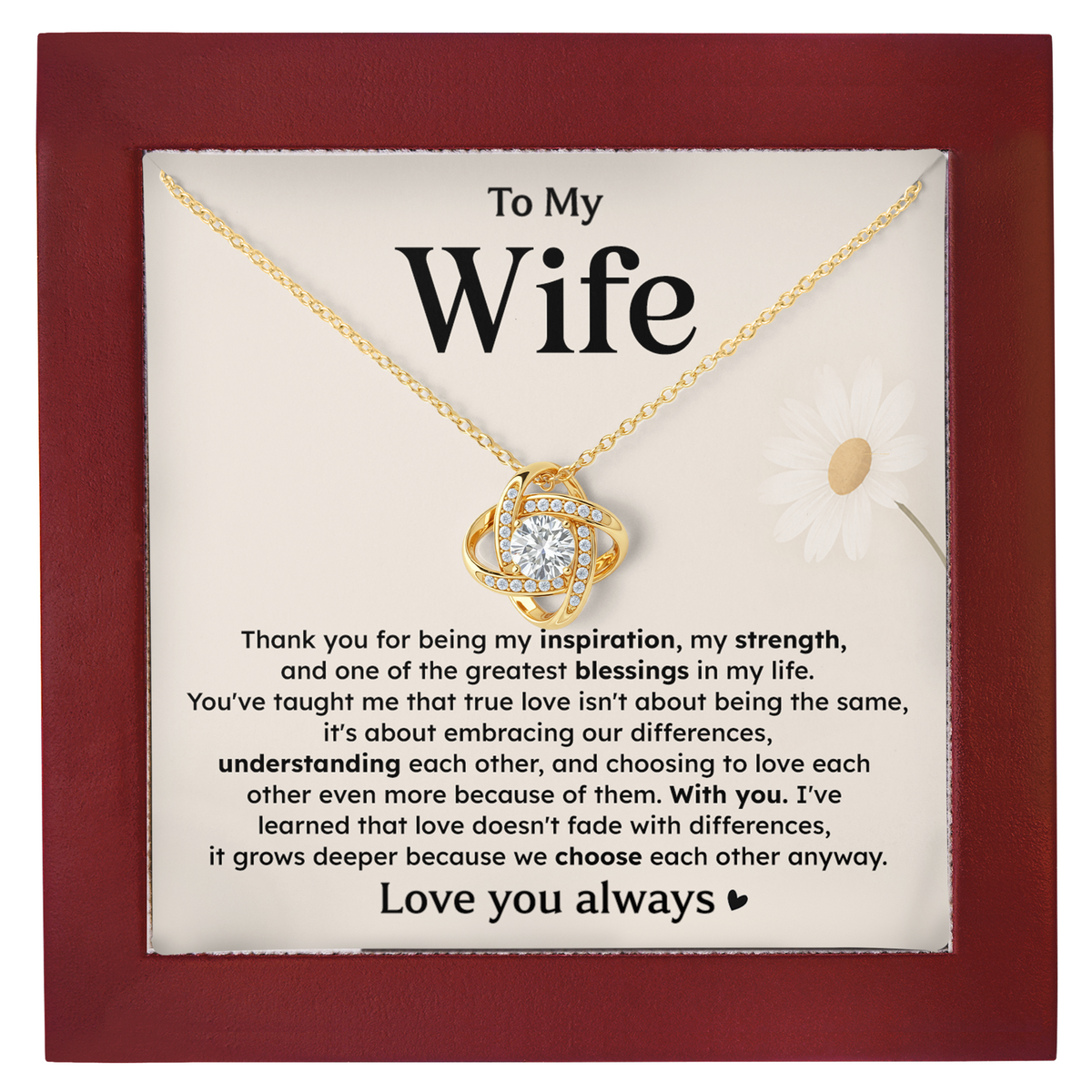 Love Knot Necklace for Wife from Husband Anniversary Gift