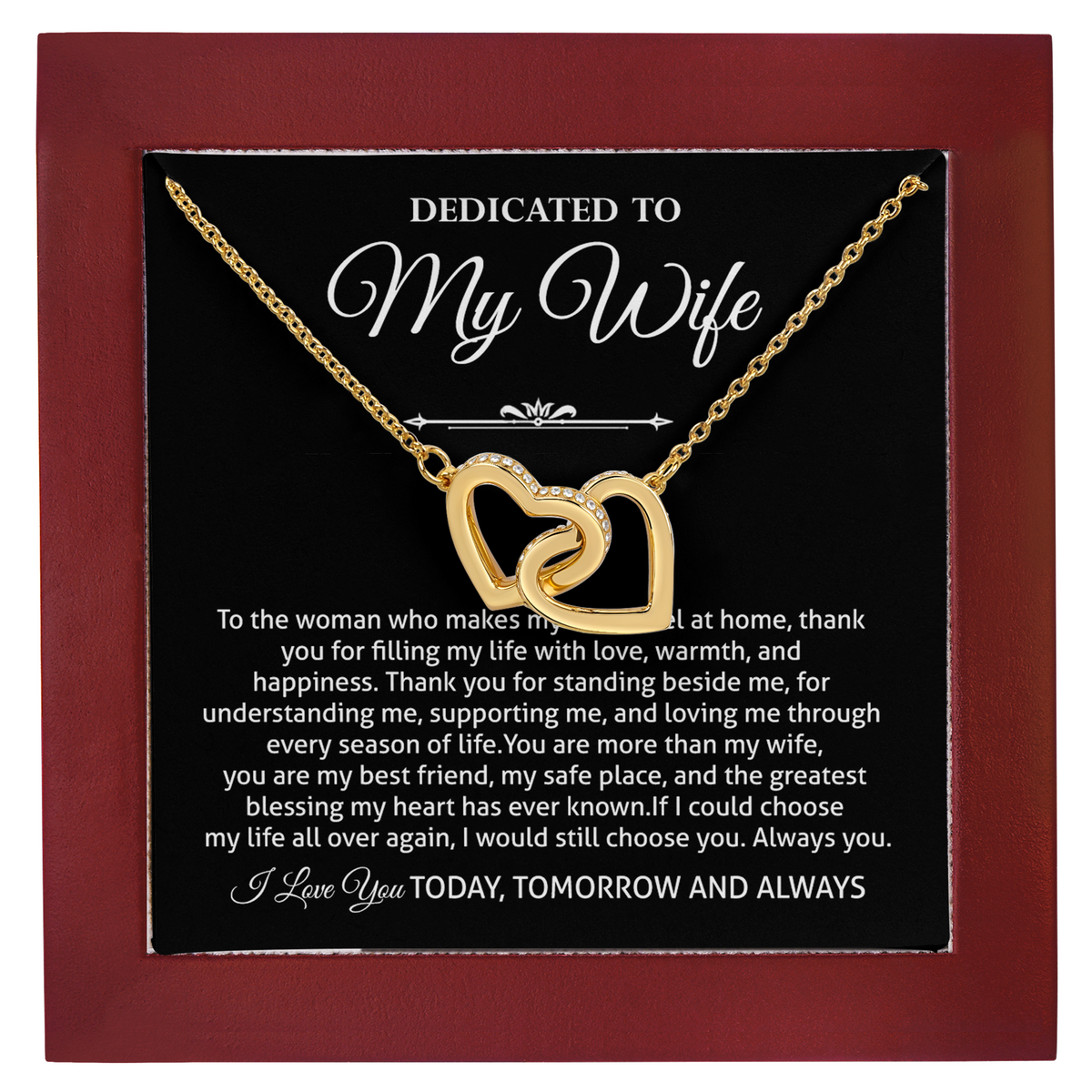 Wife Necklace from Husband Interlocking Hearts Anniversary Gift