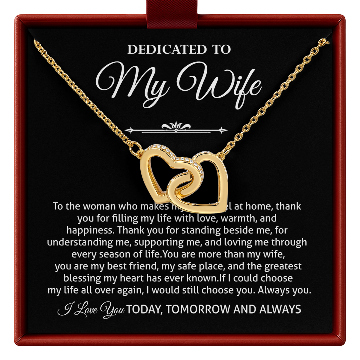 Wife Necklace from Husband Interlocking Hearts Anniversary Gift