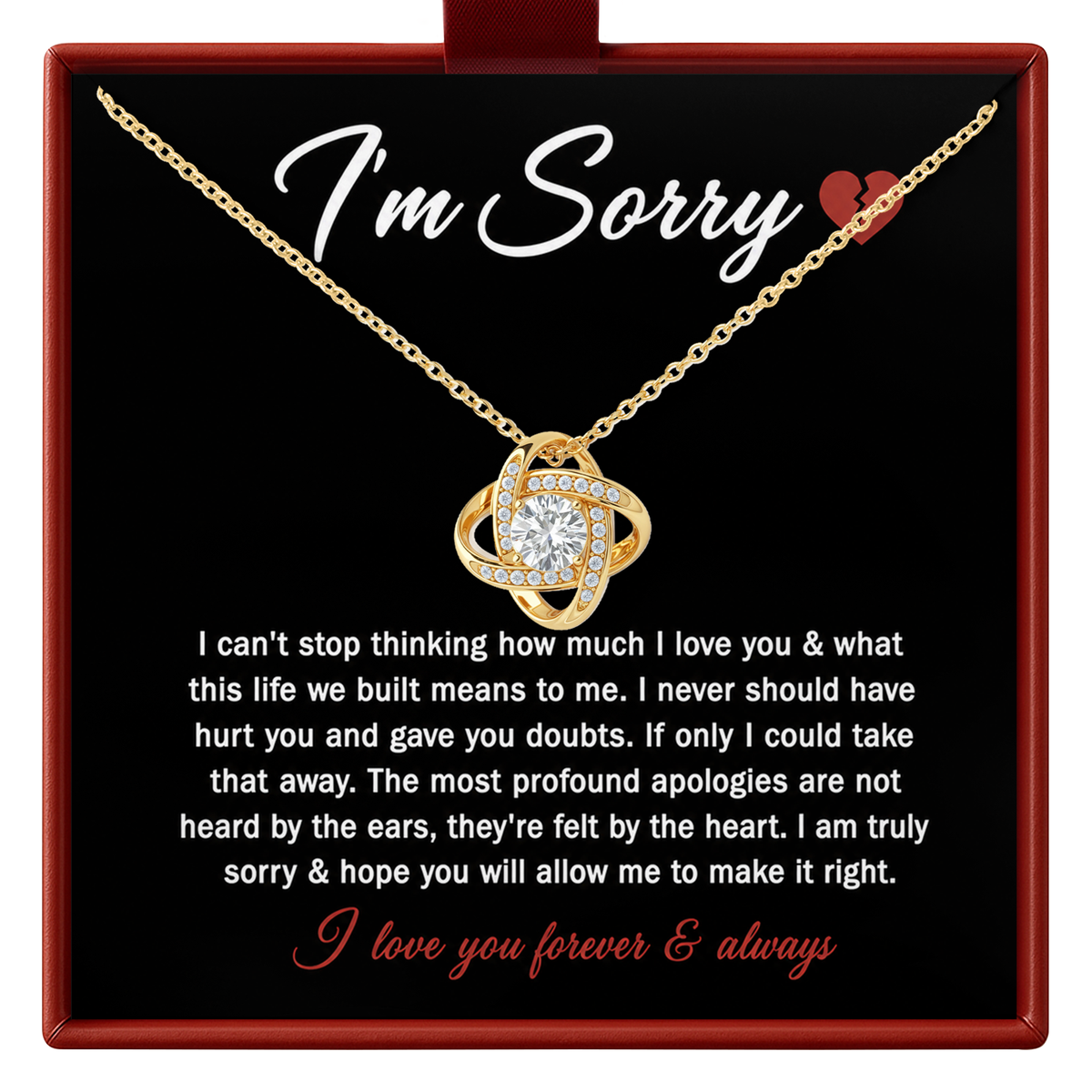 I'm Sorry Necklace for Wife or Girlfriend Romantic Apology Gift