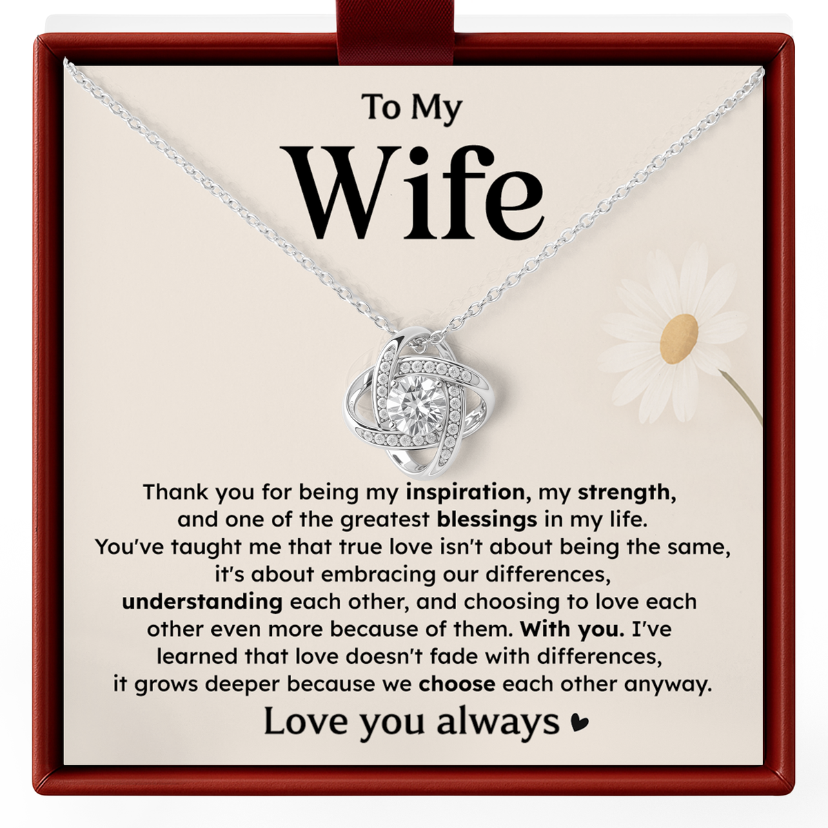 Love Knot Necklace for Wife from Husband Anniversary Gift