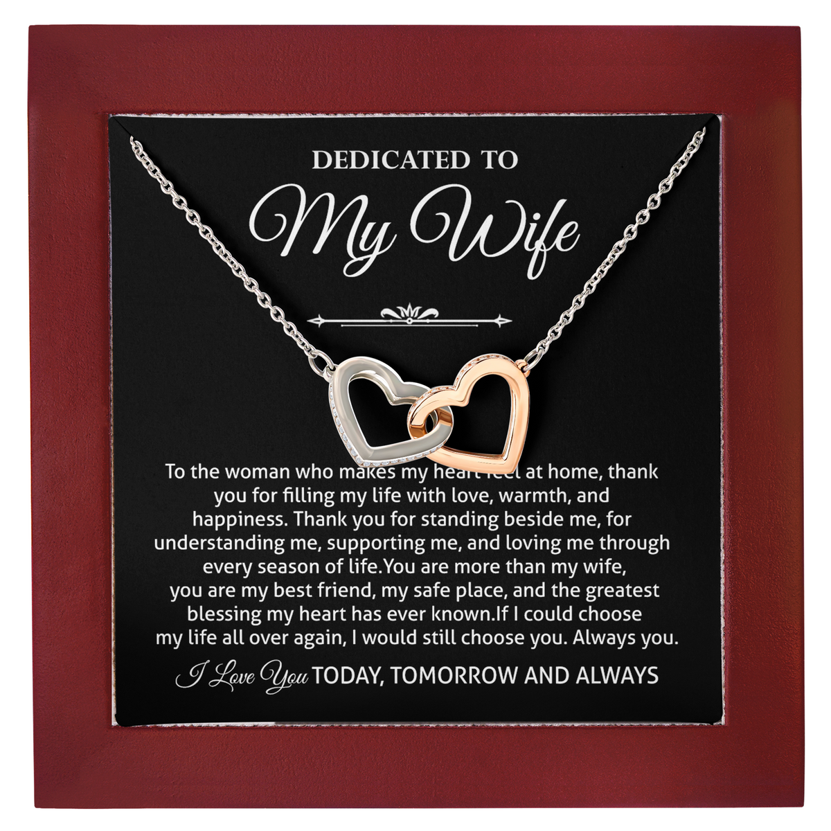 Wife Necklace from Husband Interlocking Hearts Anniversary Gift