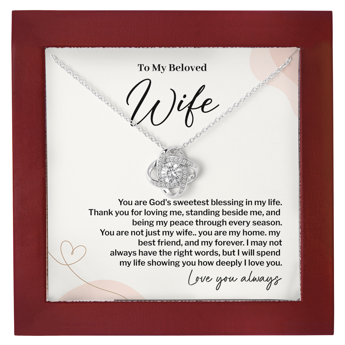 Christian Wife Love Knot Necklace from Husband Anniversary Gift