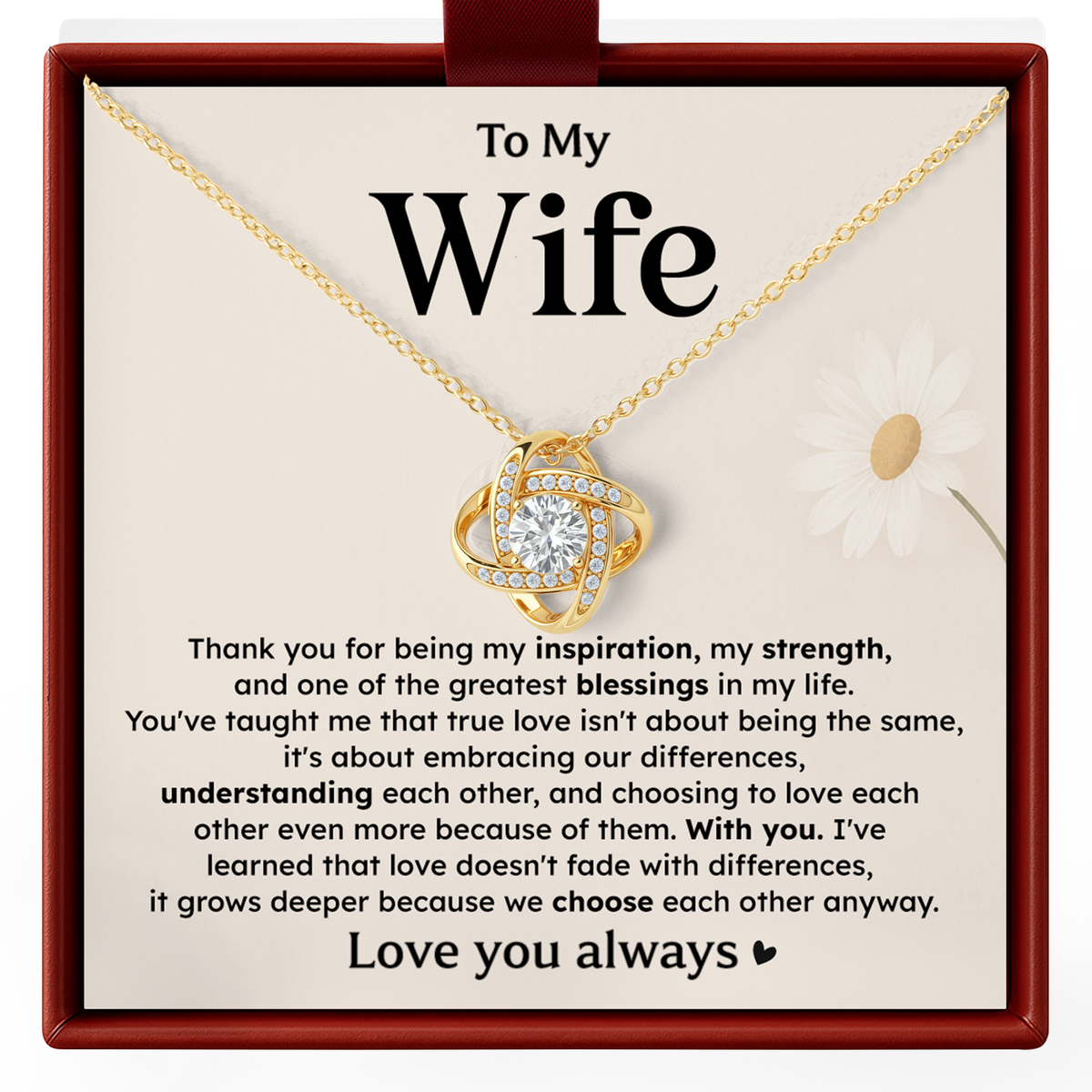 Love Knot Necklace for Wife from Husband Anniversary Gift
