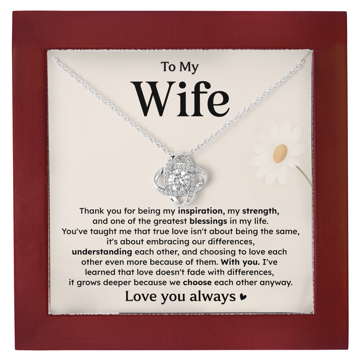 Love Knot Necklace for Wife from Husband Anniversary Gift
