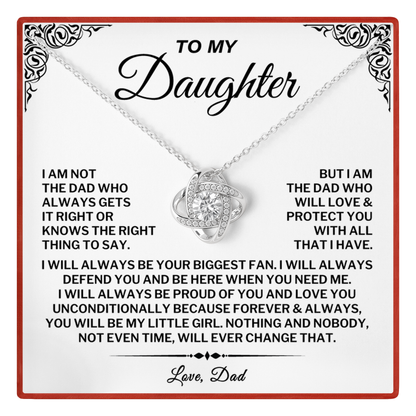 To My Daughter Love Knot Necklace, Emotional Gift from Dad with Message