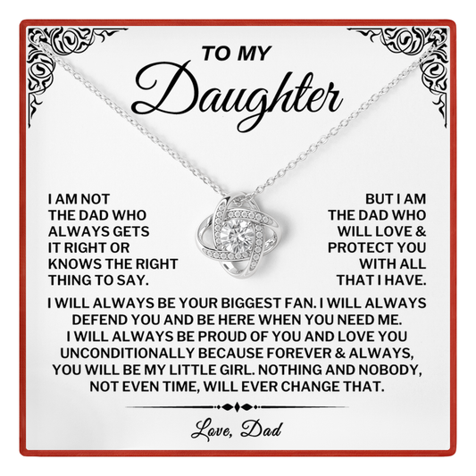 To My Daughter Love Knot Necklace, Emotional Gift from Dad with Message