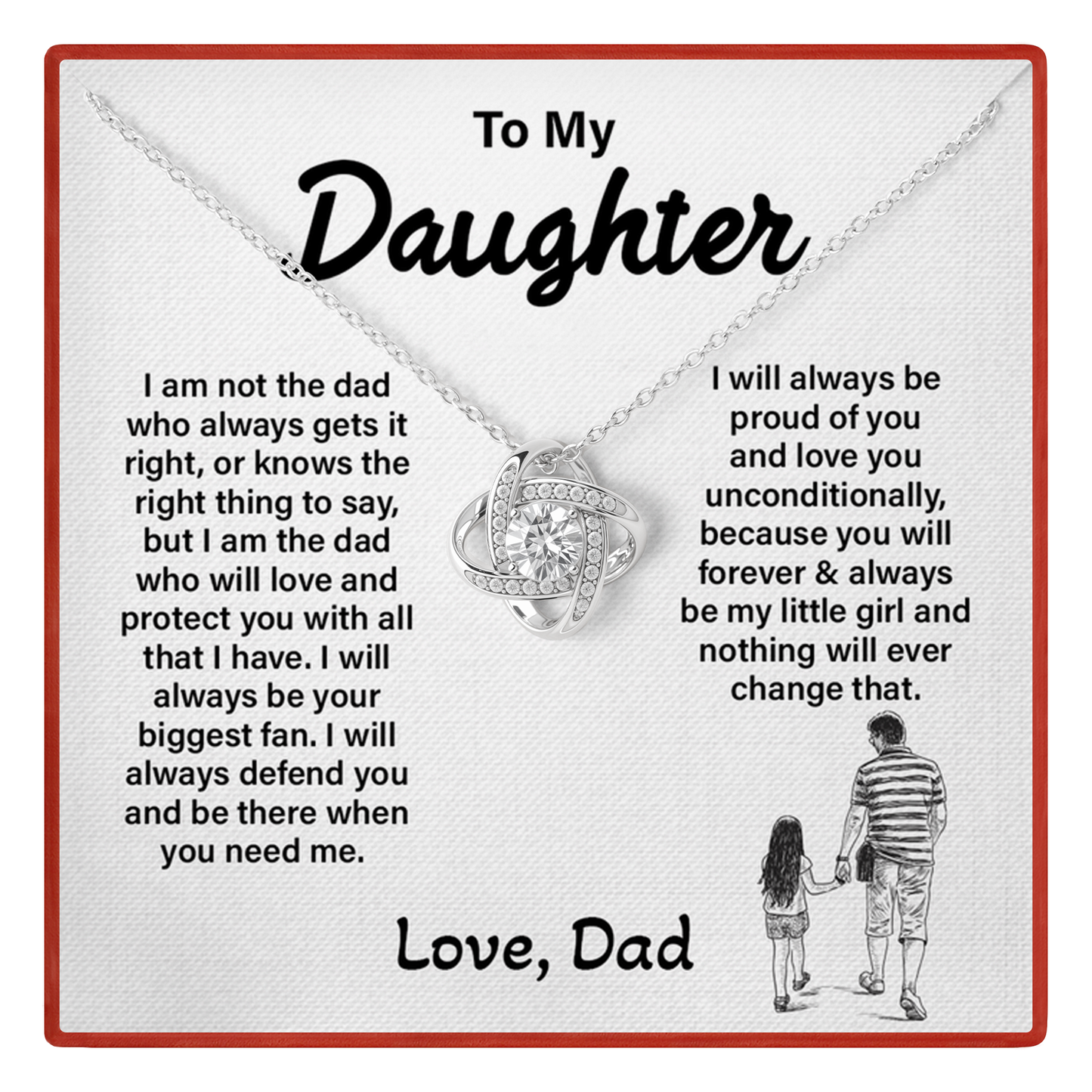 Daughter Necklace from Dad - Forever My Little Girl Love Knot Jewelry Gift
