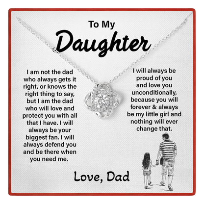 Daughter Necklace from Dad - Forever My Little Girl Love Knot Jewelry Gift