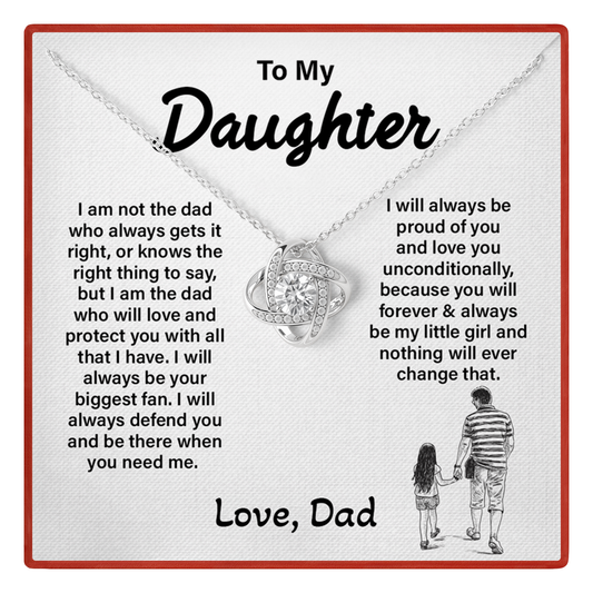 Daughter Necklace from Dad - Forever My Little Girl Love Knot Jewelry Gift