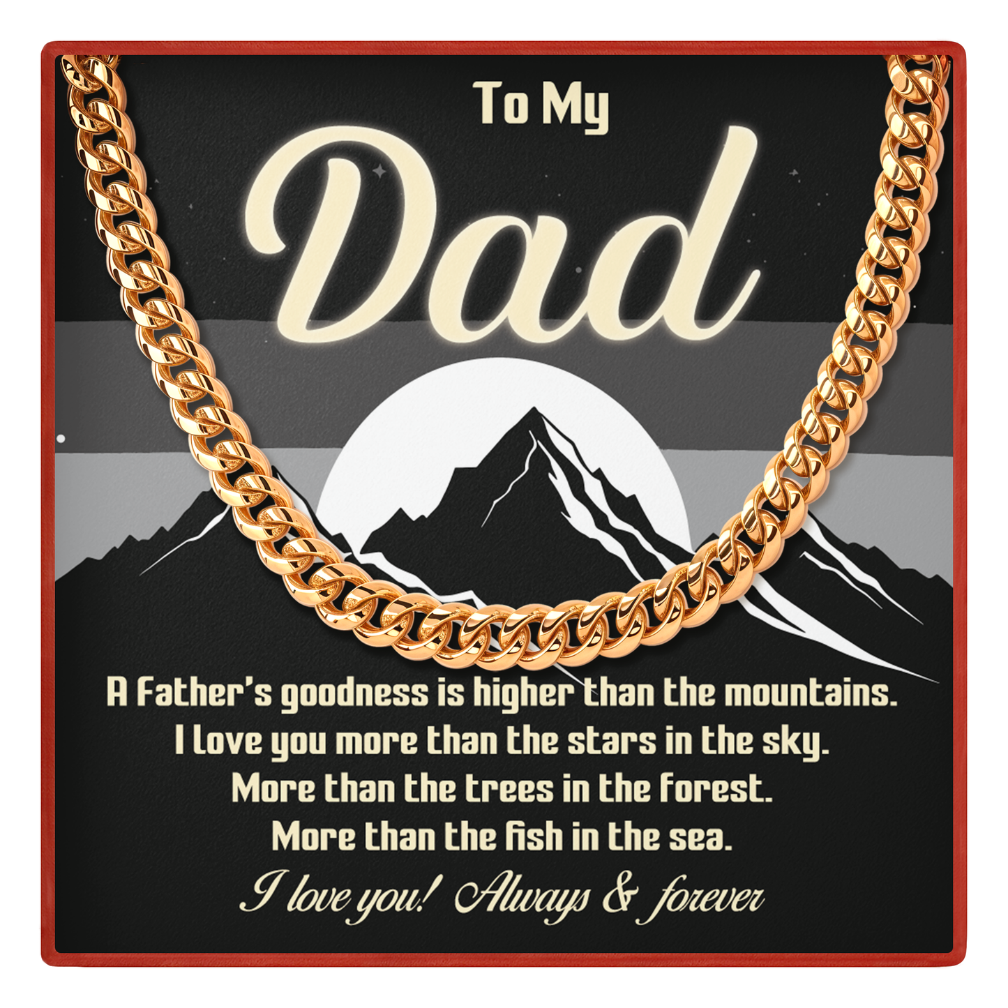 To My Dad Cuban Link Chain Meaningful Gift for Father from Son or Daughter, Father's Day, Dad Appreciation Jewelry