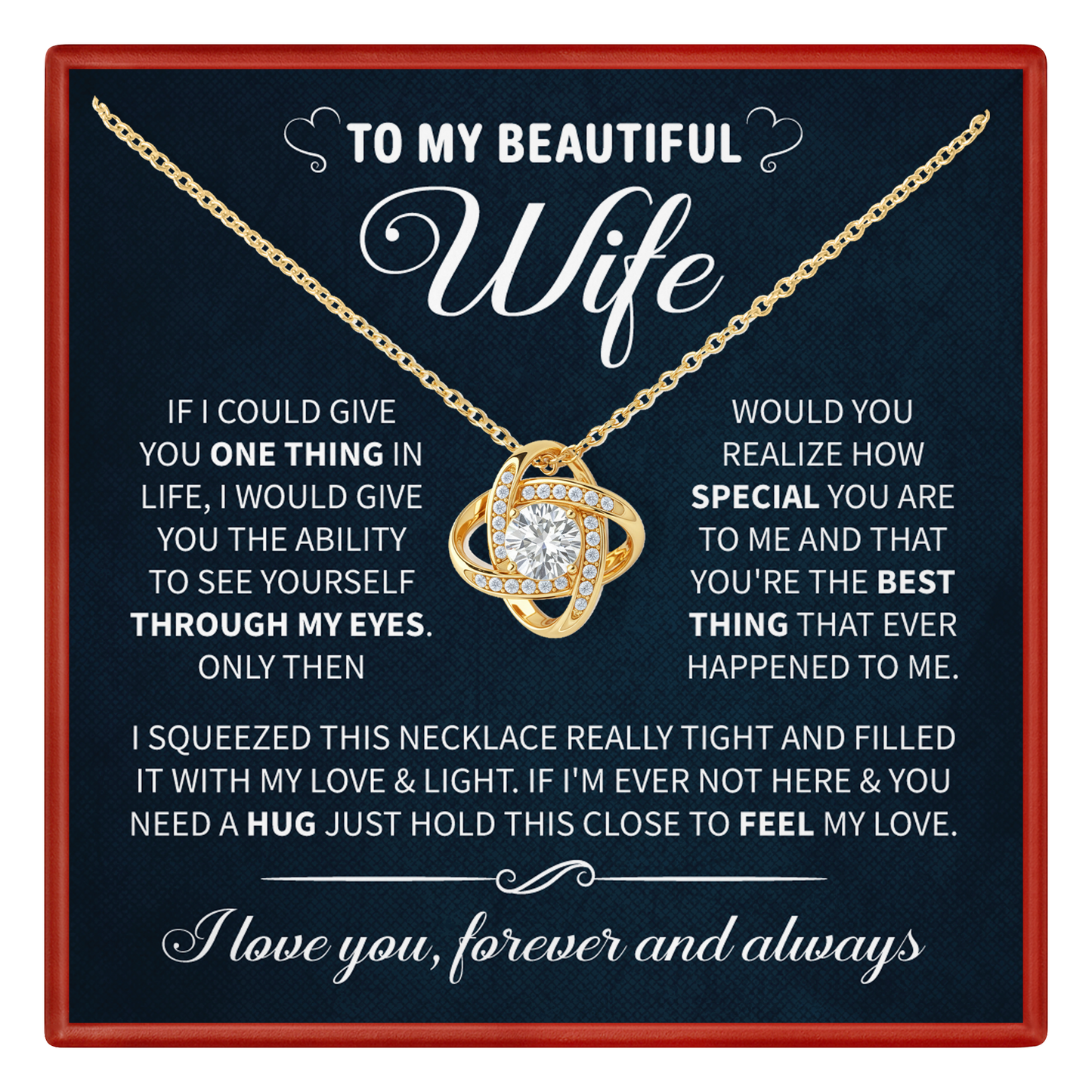 To My Beautiful Wife Necklace - Anniversary, Birthday & Valentine’s Gift