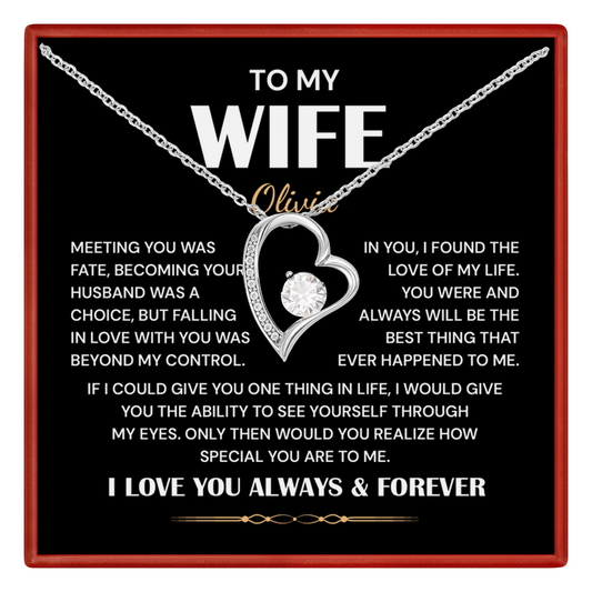 To My Wife Heart Necklace - Personalized Name Gift for Wife With Romantic Jewelry