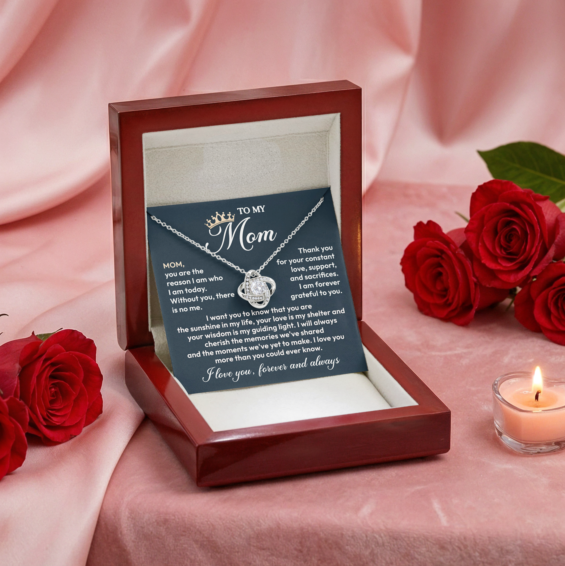 To My Mom Forever Love Necklace, Meaningful Gift for Mother with Message Card