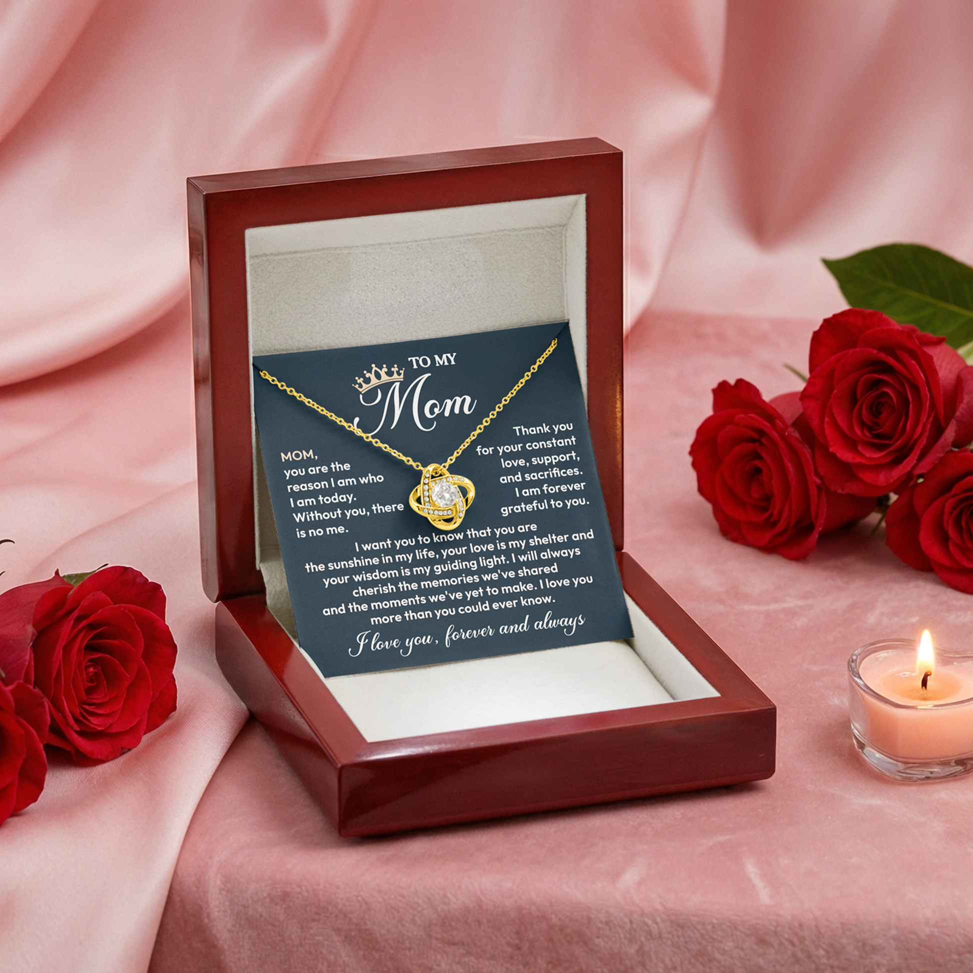 To My Mom Forever Love Necklace, Meaningful Gift for Mother with Message Card