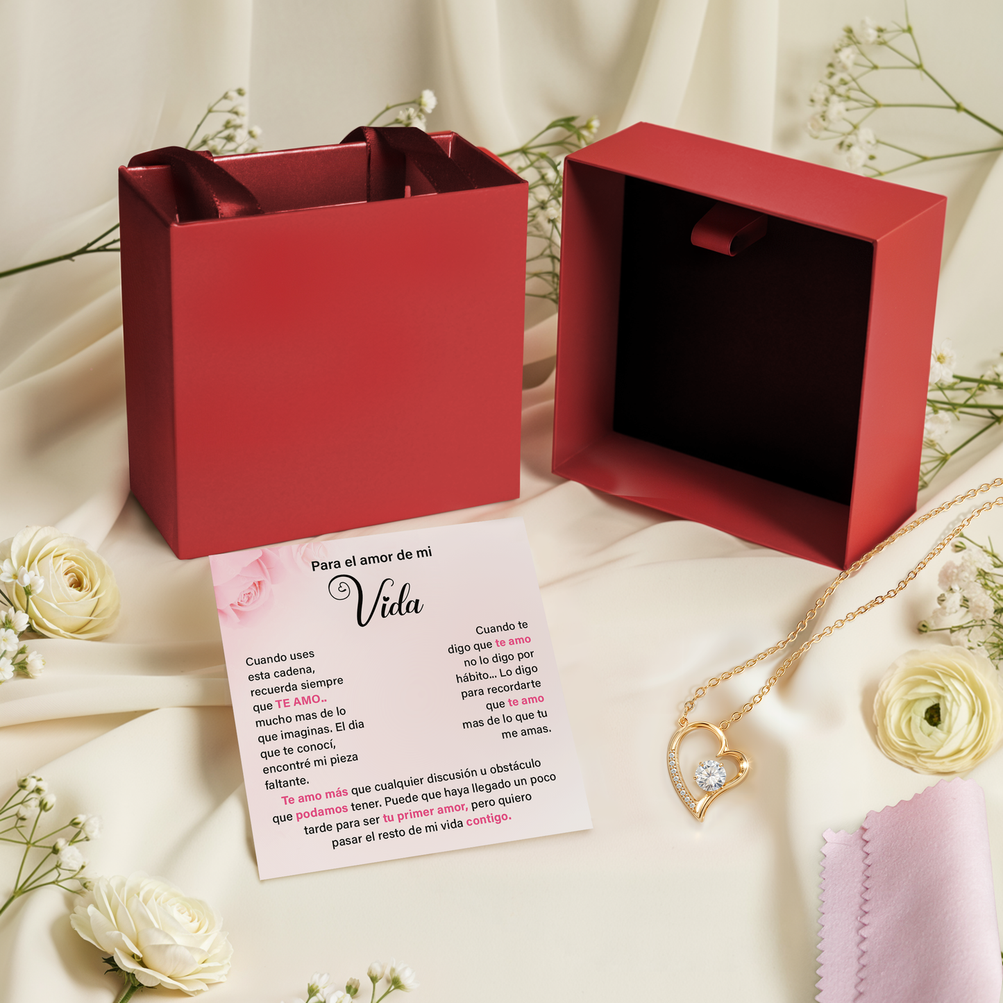 Collar Para El Amor de Mi Vida - Regalo Romántico con Mensaje Te Amo