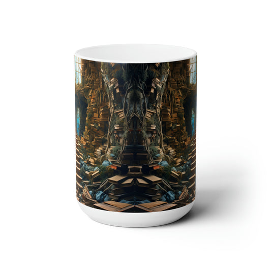 A Book piled 15oz White Mug