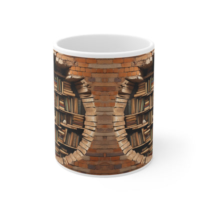 3D Bookshelf Ceramic white Mug 11oz