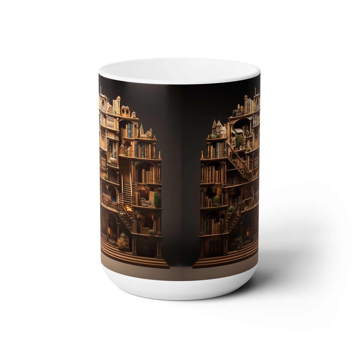 A Whole 3D bookshelf 15oz white Mug