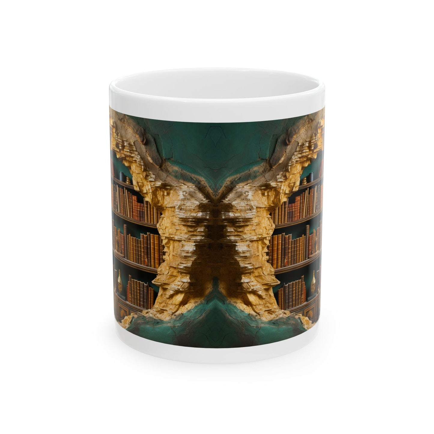 3D Bookshelf Ceramic white Mug 11oz