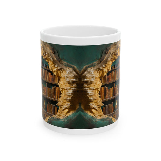 3D Bookshelf Ceramic white Mug 11oz