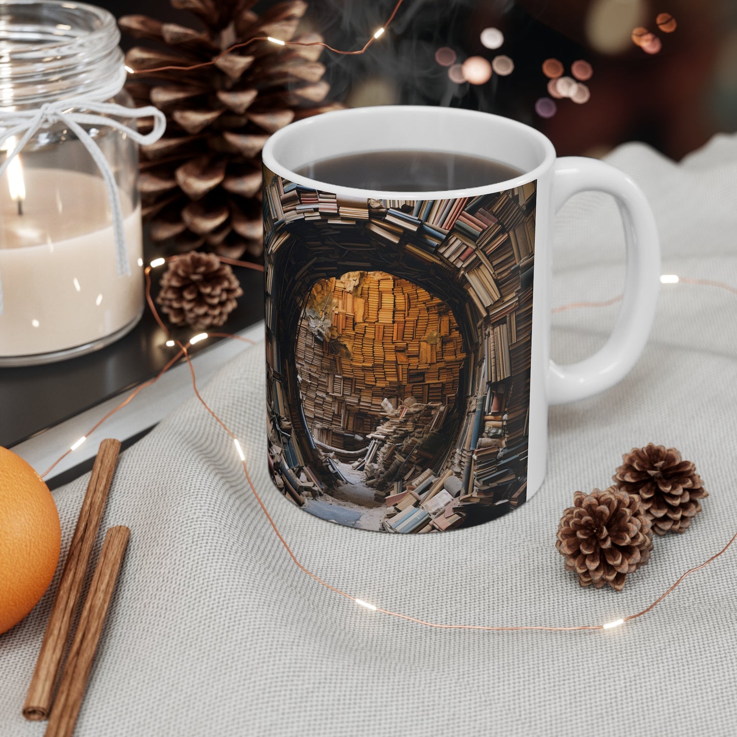 A Book piled 11oz White Mug