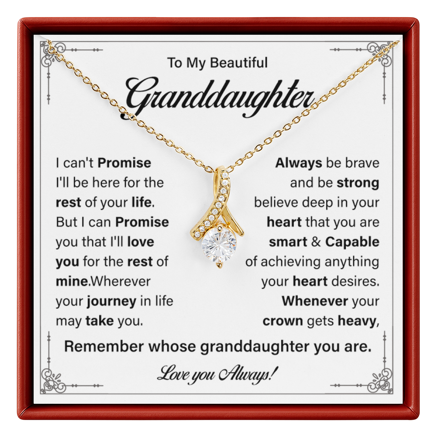 Granddaughter Necklace Gift - Birthday, Graduation & Christmas Keepsake