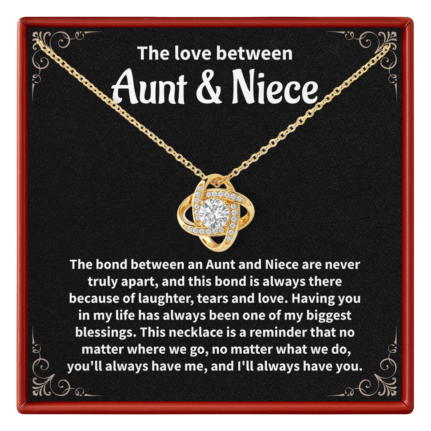 Aunt and Niece Necklace Meaningful Gift from Aunt to Niece with Forever Love Pendant and Message Card