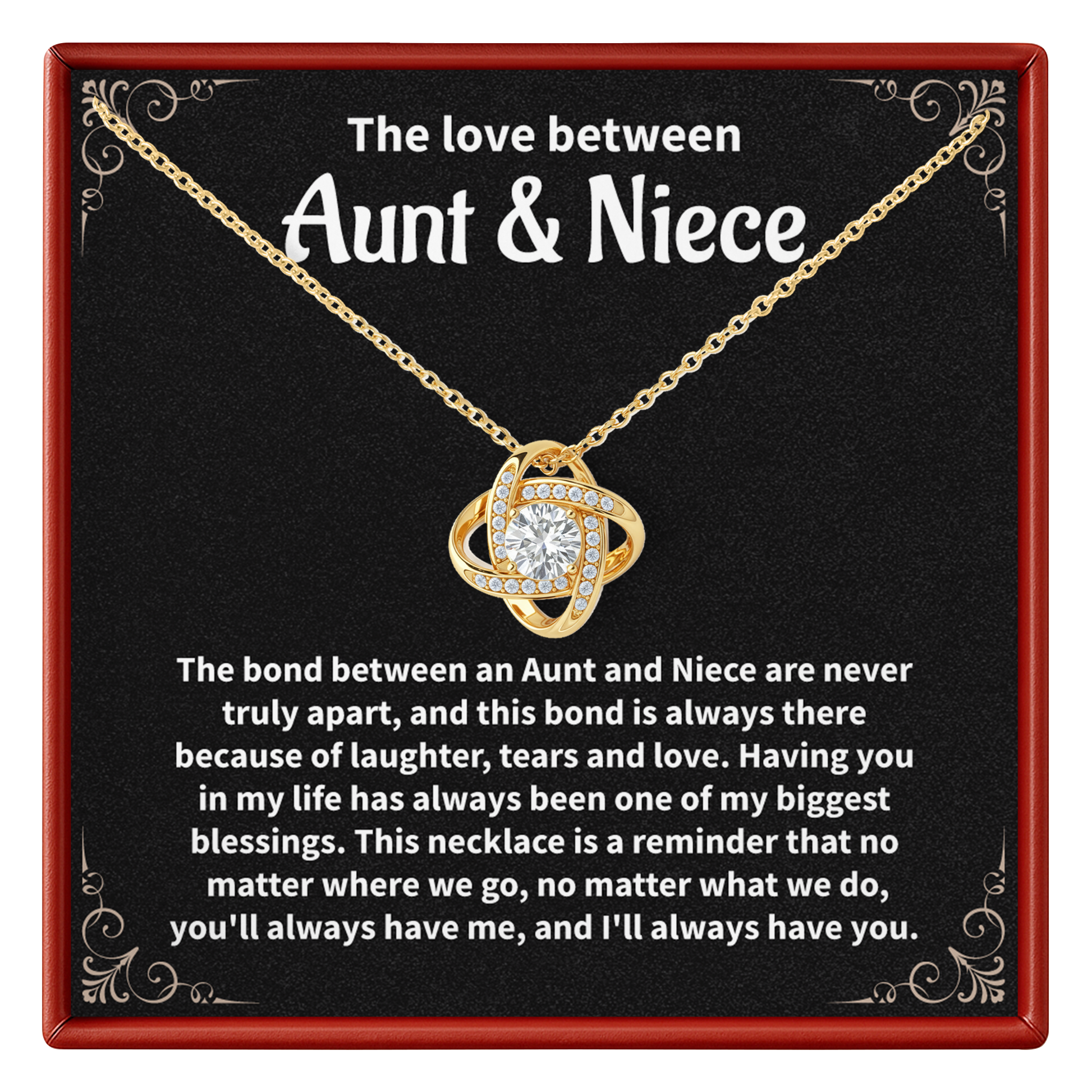 Aunt and Niece Necklace Meaningful Gift from Aunt to Niece with Forever Love Pendant and Message Card