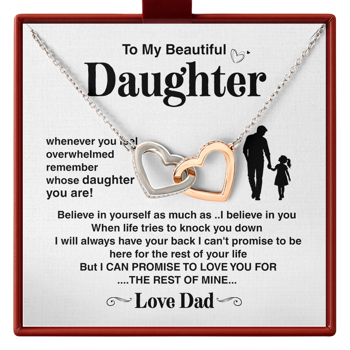 Dad to Daughter Necklace Gift, Father Daughter Sentimental Jewelry