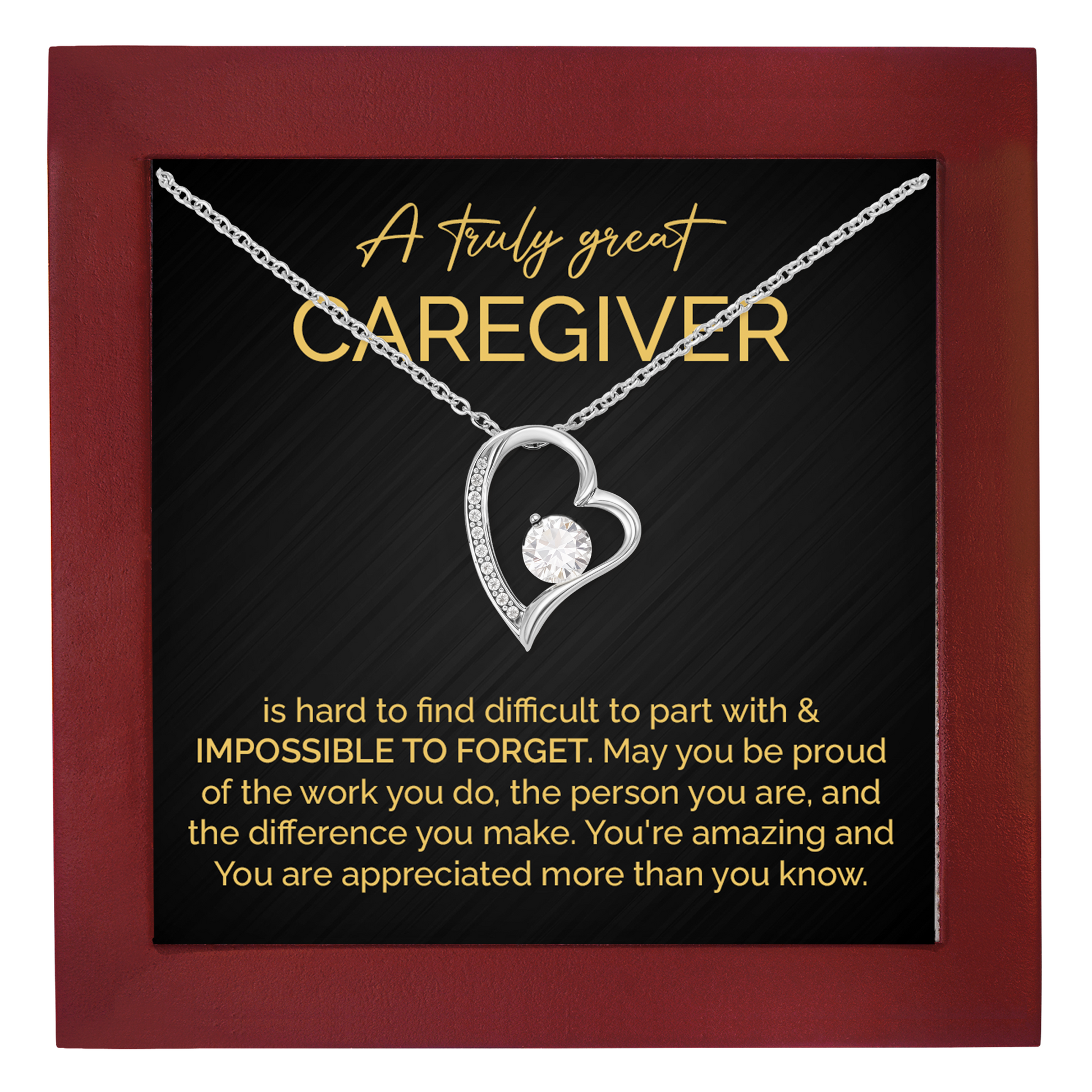 Caregiver Heart Necklace Thank You Gift for Her