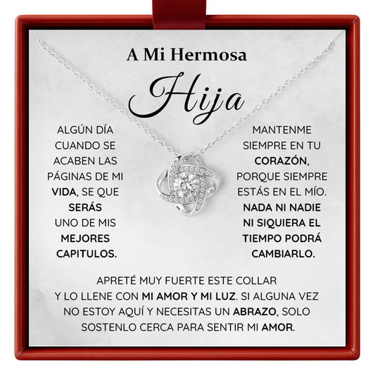 A Mi Hermosa Hija, Collar de Nudo con Tarjeta de Amor Eterno