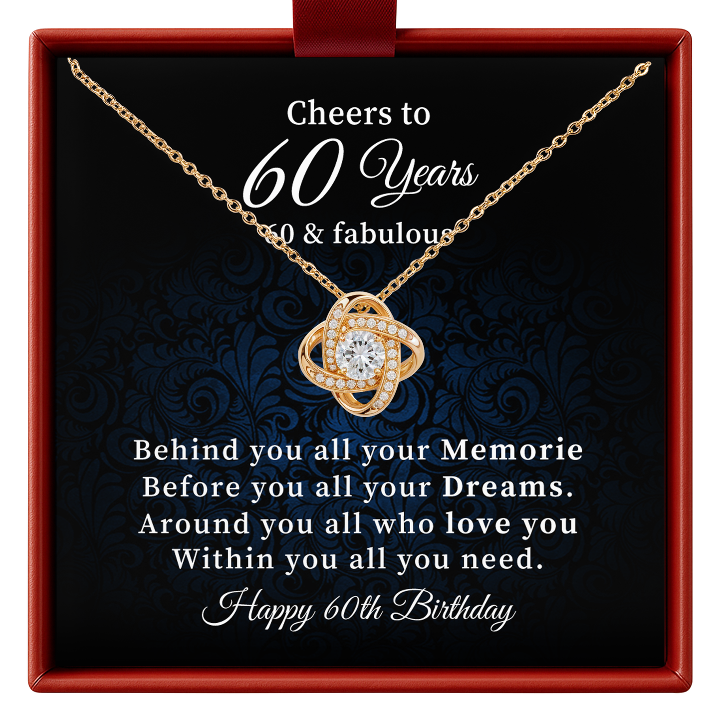 Cheers to 60 Years Necklace Birthday Gift for Her