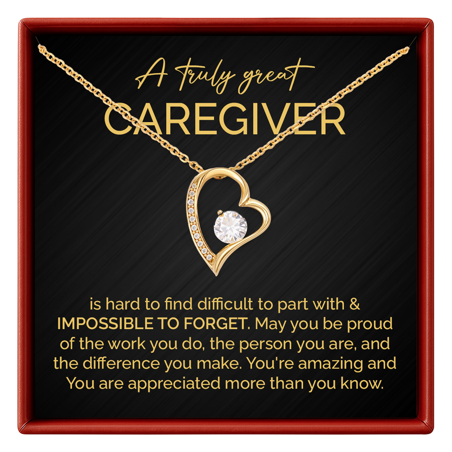 Caregiver Heart Necklace Thank You Gift for Her