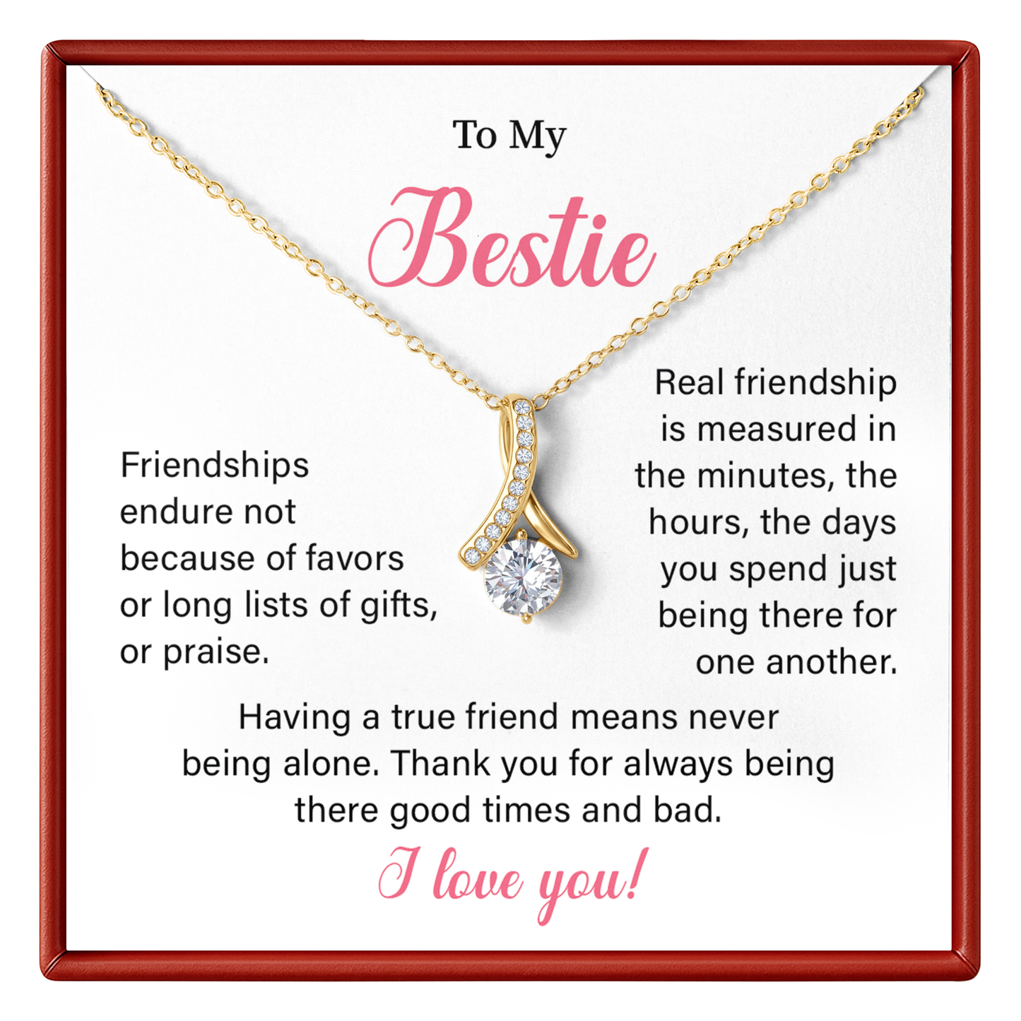 Best Friend Necklace for Women Bestie Gift with Friendship Message Card and Wishbone Necklace