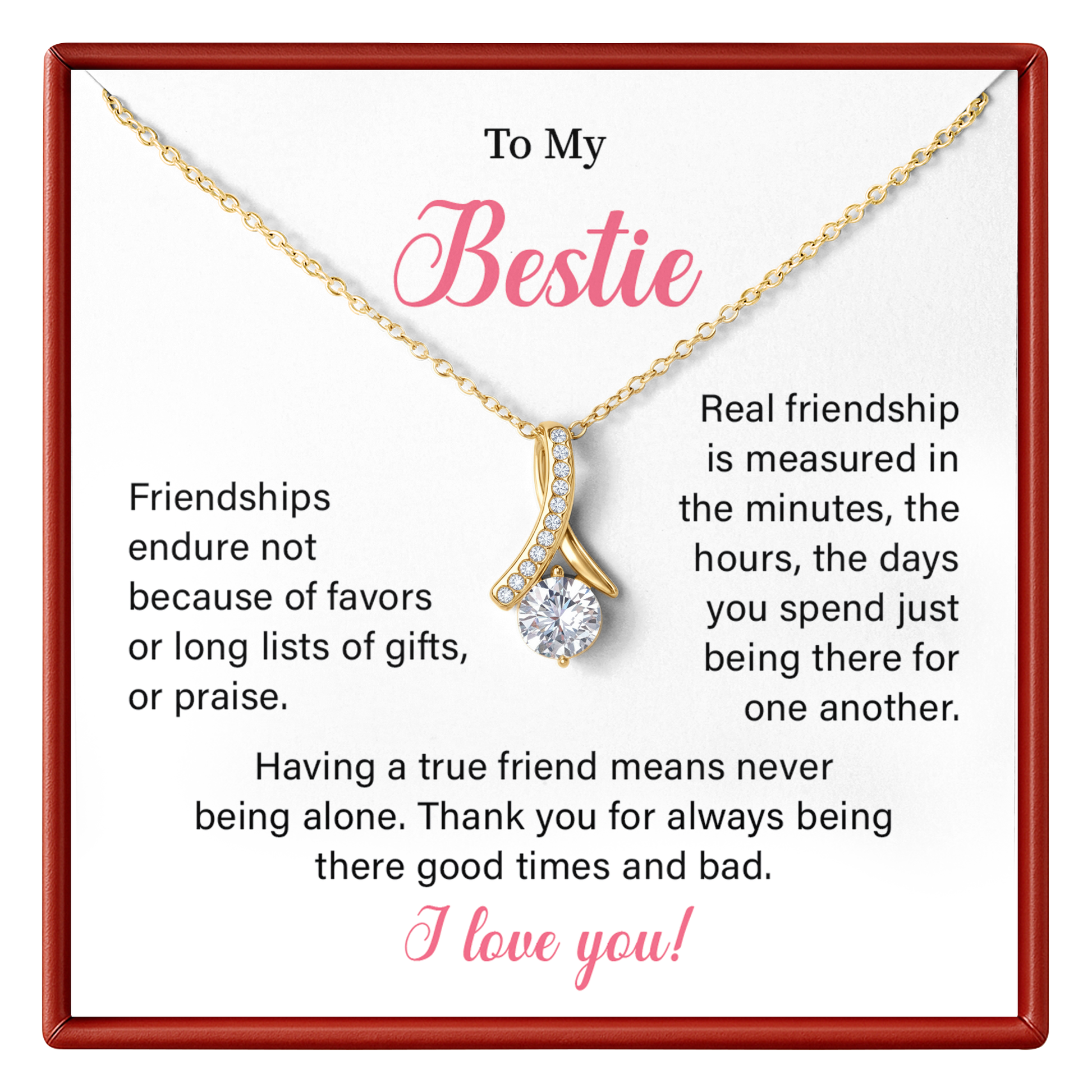Best Friend Necklace for Women Bestie Gift with Friendship Message Card and Wishbone Necklace