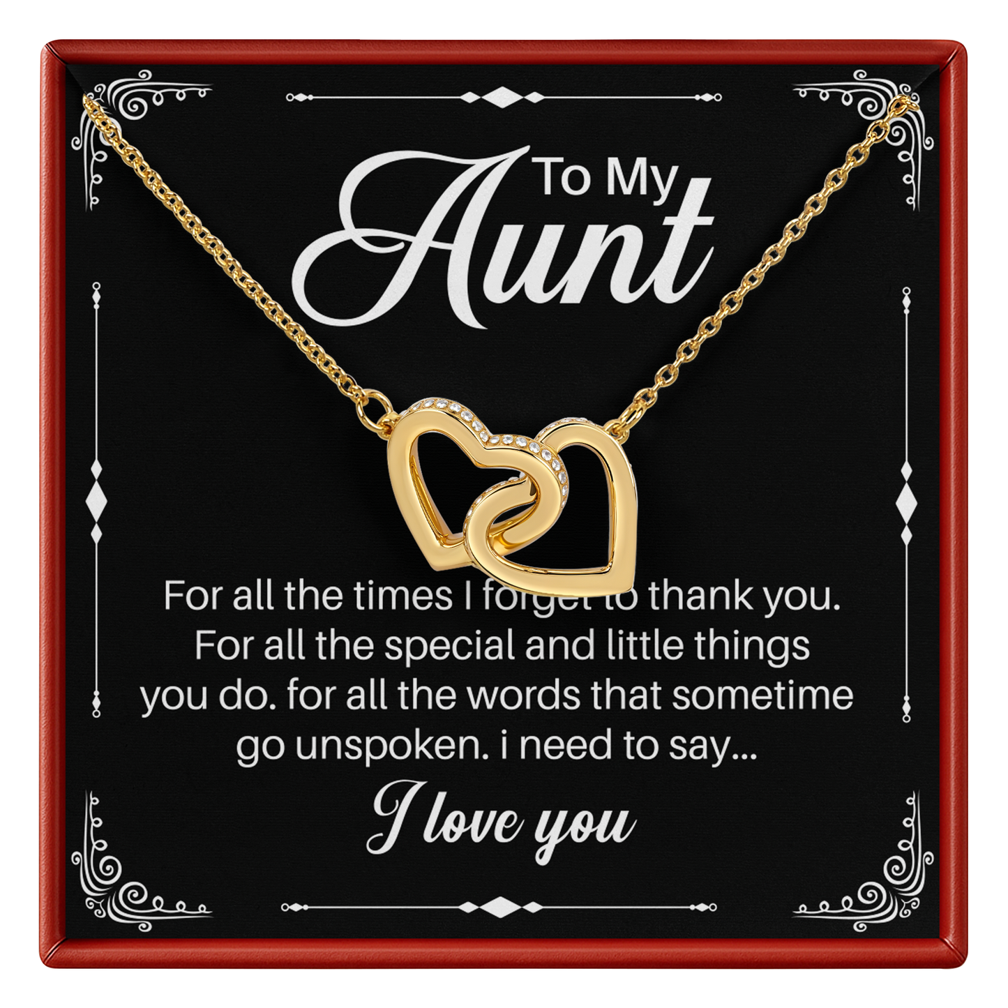 To My Aunt Interlocking Hearts Necklace – Meaningful Gift for Aunt, Appreciation Jewelry, Birthday Gift from Niece or Nephew