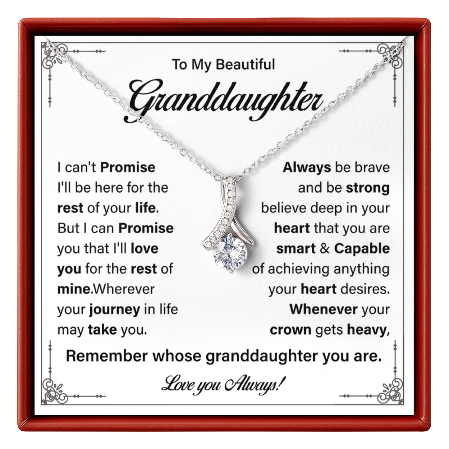 Granddaughter Necklace Gift - Birthday, Graduation & Christmas Keepsake